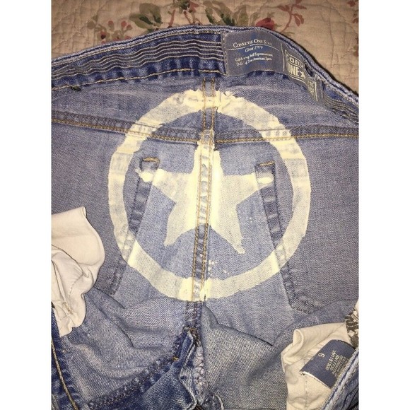 Converse One Star Womens Jeans 6 30x32 Cotton Spandex Blend Blue Worn Distressed - Picture 7 of 12